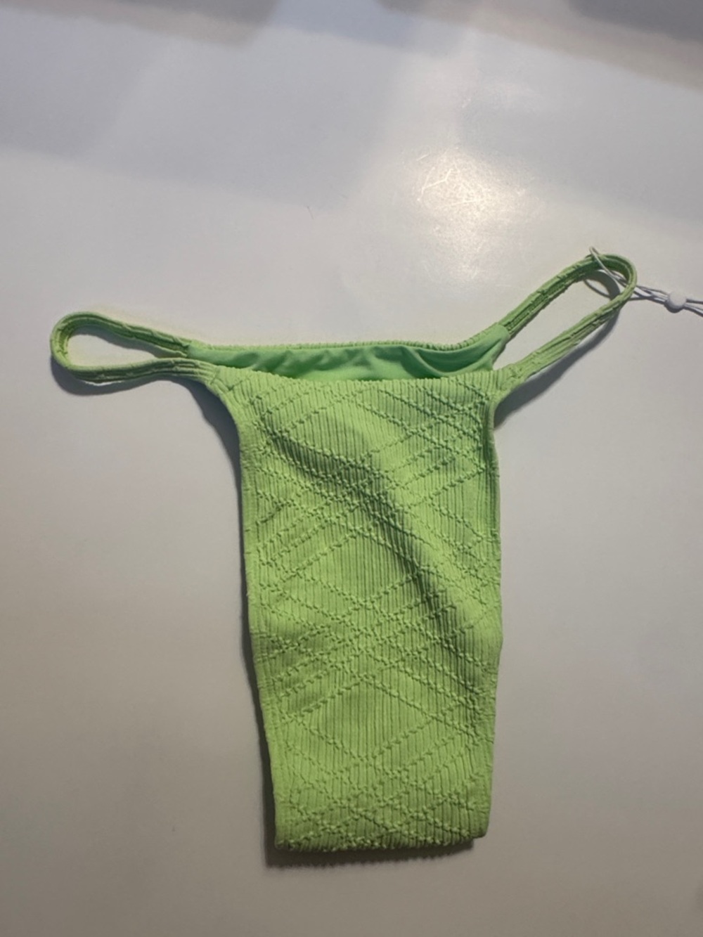 Lime Green Textured String Bikini Set - Picture 9 of 9